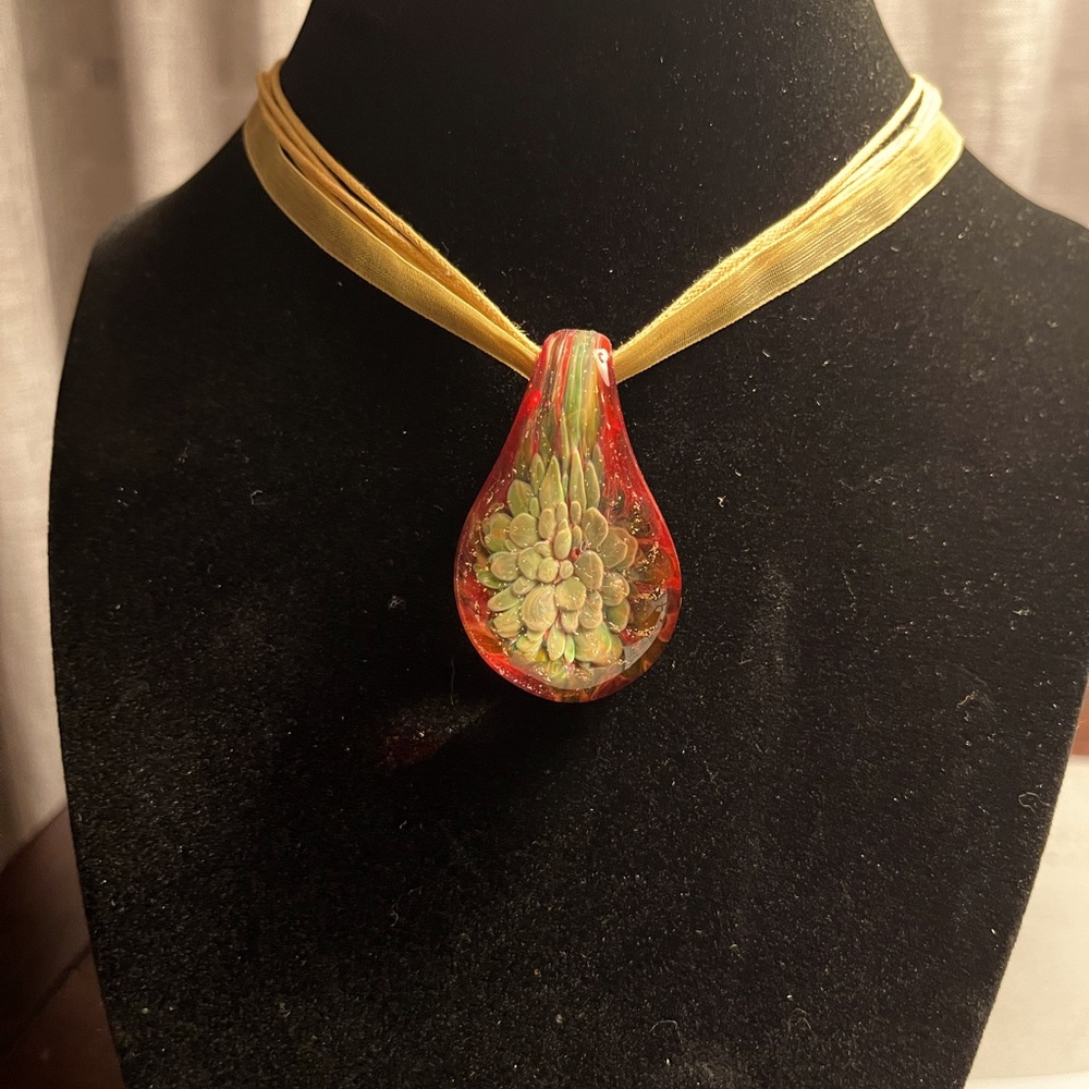 Glass pendant necklace.  One of a kind.